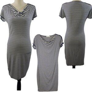 Calvin Klein Women’s Size 2 Blue & White Stripe Jersey Knit Cowl Neck Dress
